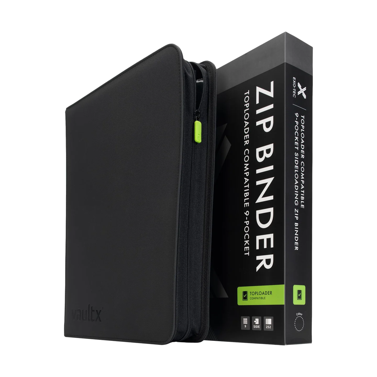 VAULT X - 9-Pocket Toploader Compatible Zip Binder - Signature Black