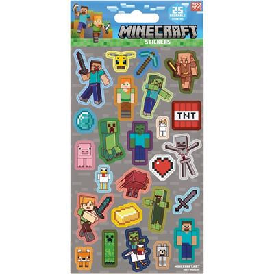 MINECRAFT - 25 Resusable Paper Stickers