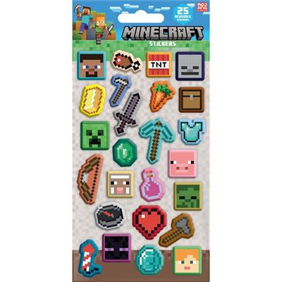 MINECRAFT - 25 DST Resusable Paper Stickers