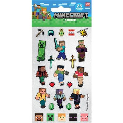 MINECRAFT - 25 Resusable Foil Stickers