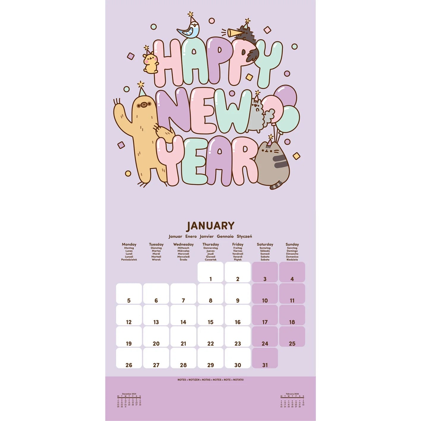 PUSHEEN - Balloons 2026 Calendar