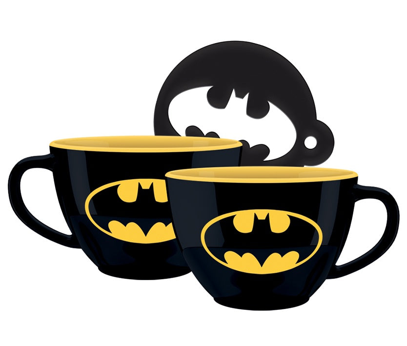 DC : BATMAN - Logo Cappuccino Mug And Stencil