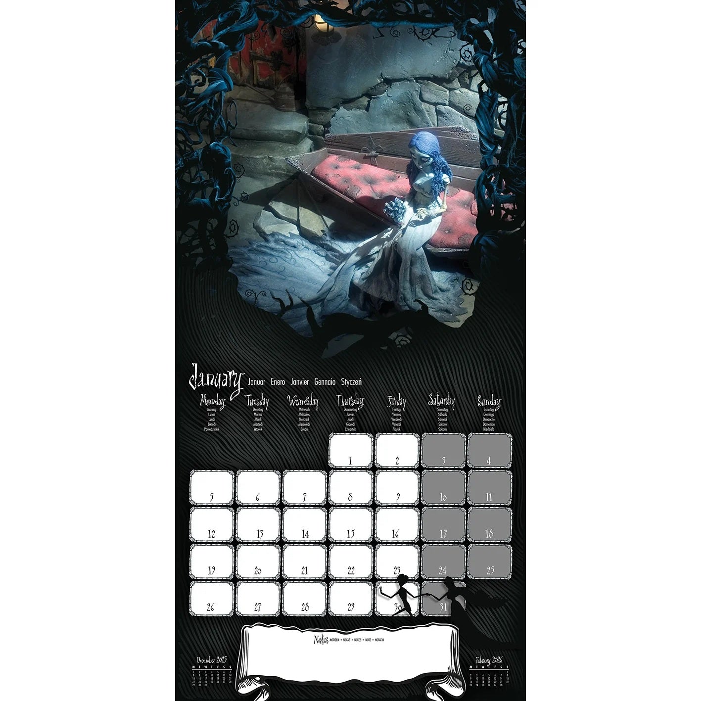CORPSE BRIDE - 2026 Calendar