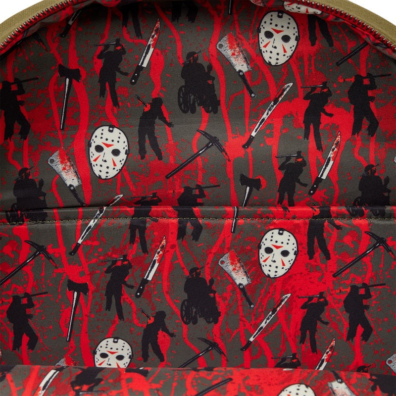 LOUNGEFLY : FRIDAY THE 13TH - Camp Crystal Lake Canvas Glow In The Dark Full Size Backpack