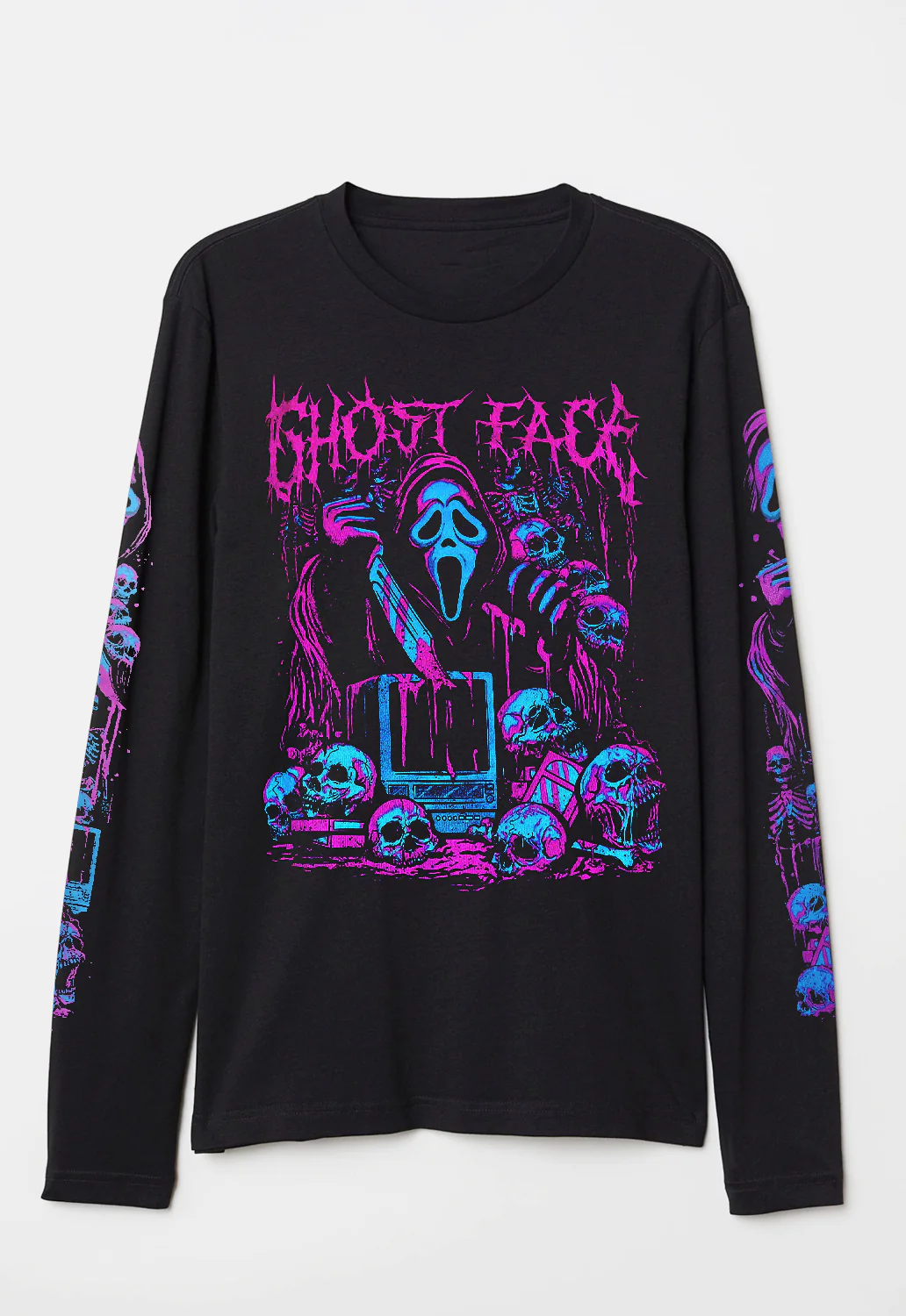 SCREAM - Ghost Face Metal Long Sleeve T-Shirt