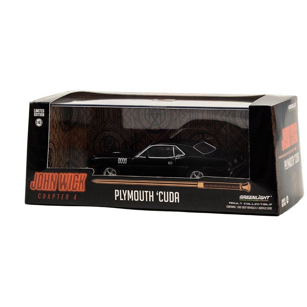 JOHN WICK 4 - - 1971 Plymouth Cuda 1:43 Scale Greenlight Collectibles Diecast Car