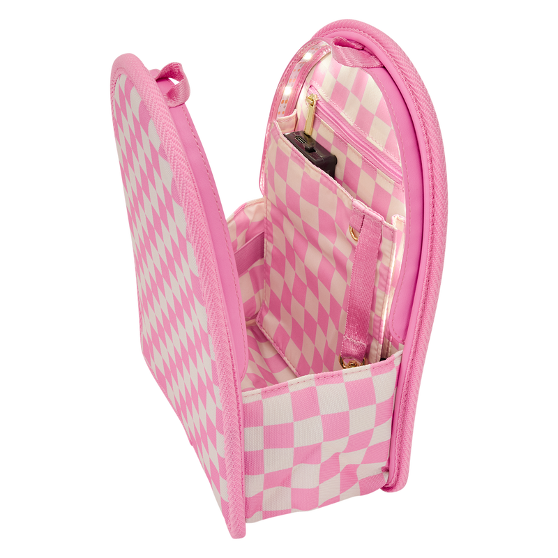 LOUNGEFLY - Pink Checkered Light Up Mini Backpack Bag Organizer Insert