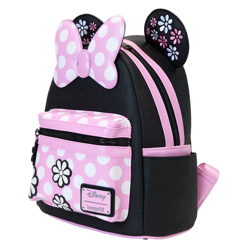 LOUNGEFLY : DISNEY - Minnie Mouse Floral Rock The Dots Mini Backpack