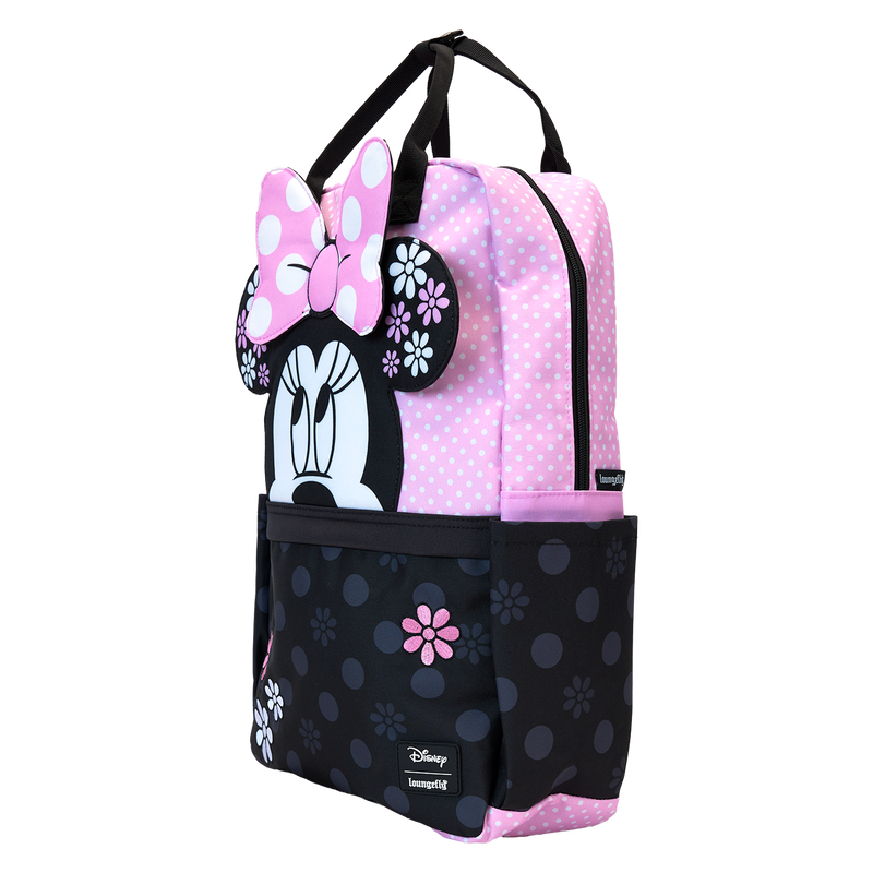 LOUNGEFLY : DISNEY - Minnie Mouse Floral Rock The Dots Nylon Backpack