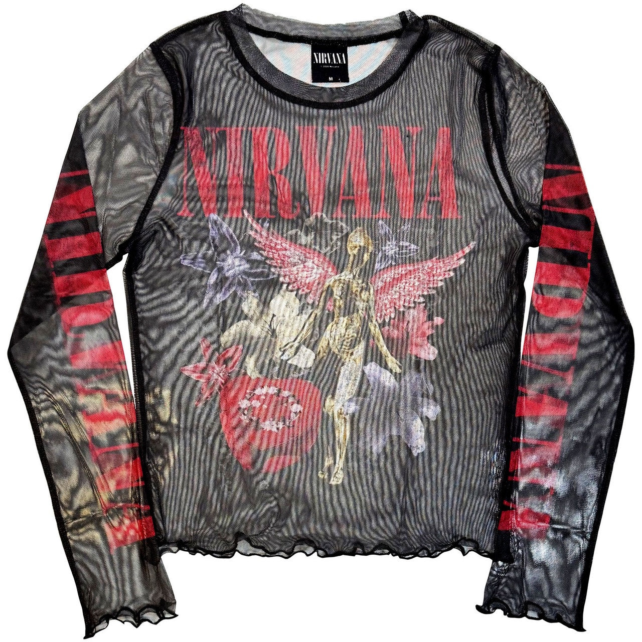 NIRVANA - In Utero Vintage Collage Long Sleeve Mesh Crop Top