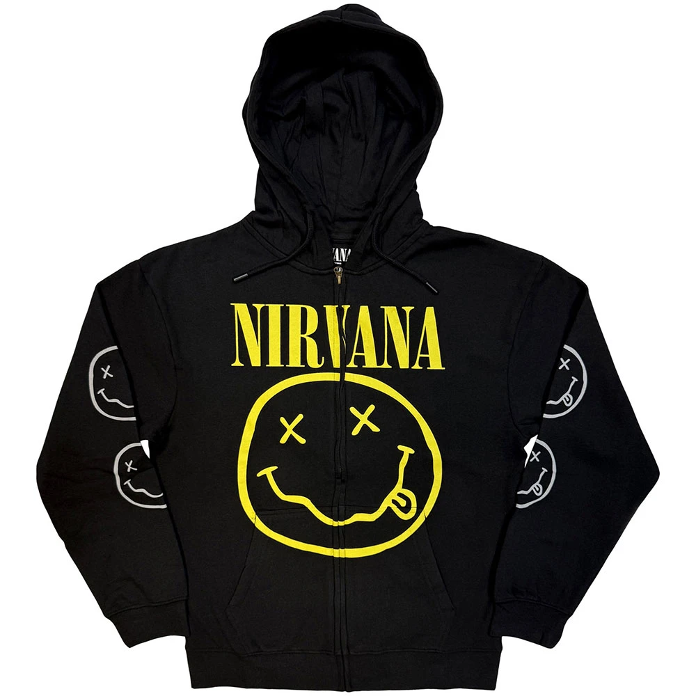 NIRVANA - Yellow Happy Face Zipped Hoodie