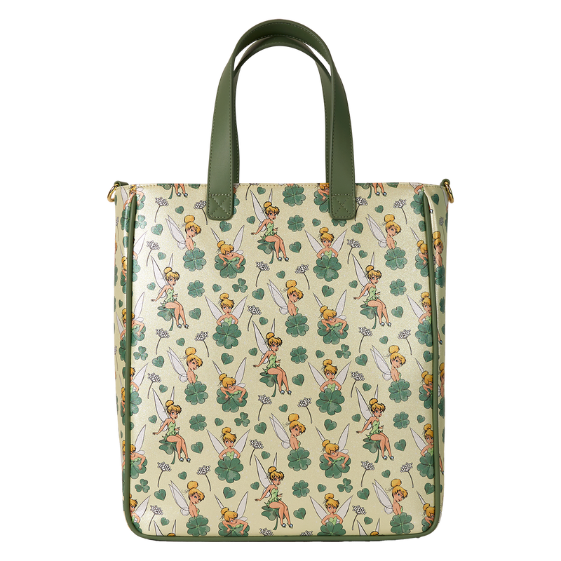 LOUNGEFLY : DISNEY - Tinker Bell Clover AOP Tote Bag with Coin Purse
