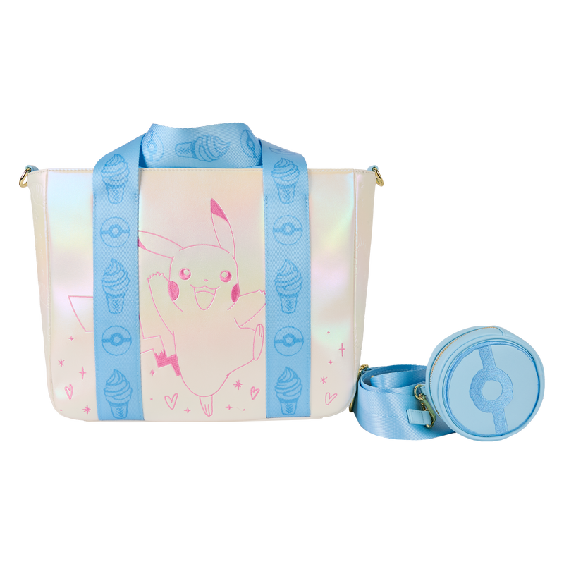 LOUNGEFLY : POKEMON - Iridescent Pikachu Tote Crossbody Bag with Coin Bag