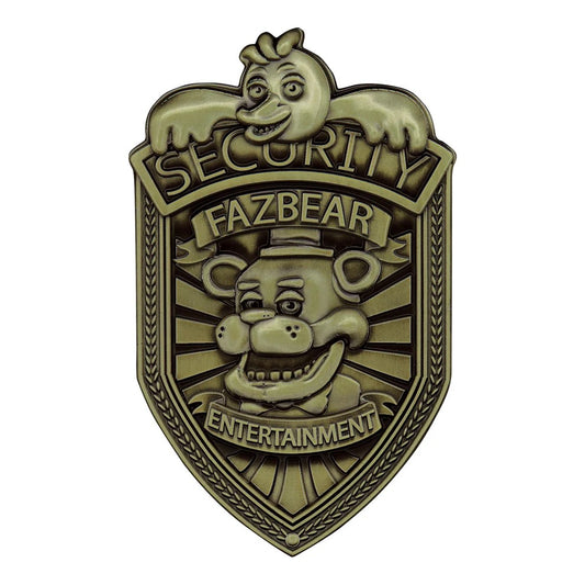 FIVE NIGHTS AT FREDDY'S - Security Badge Antique Brass Edition Replica