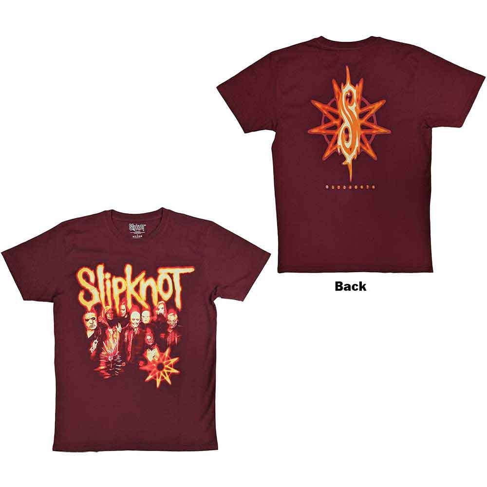 SLIPKNOT - The End, So Far Group Photo Tribal S Nonogram Maroon Red T-Shirt