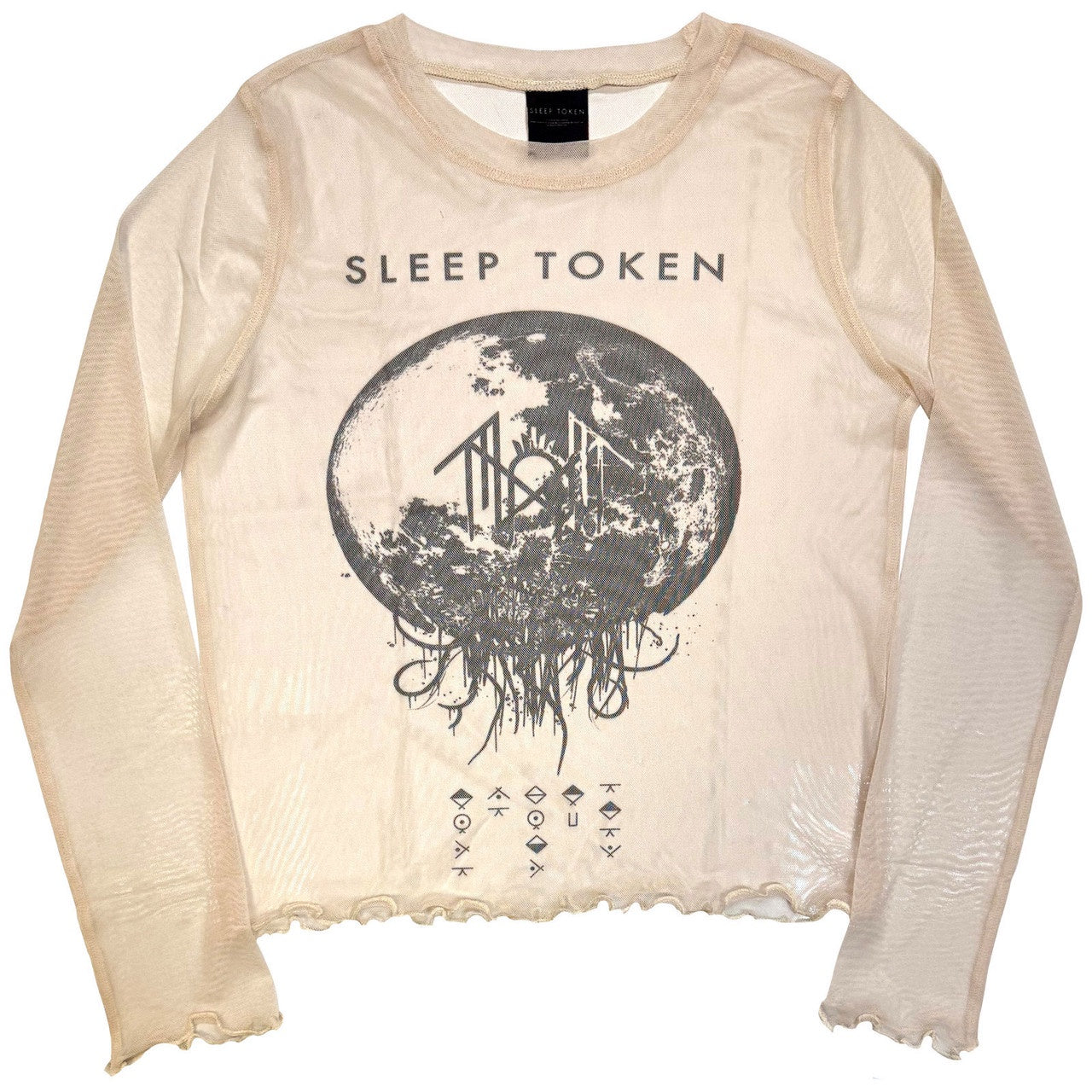 SLEEP TOKEN - Take Me Back To Eden Natural Long Sleeve Mesh Crop Top