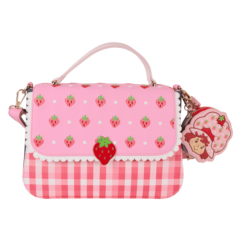 LOUNGEFLY : STRAWBERRY SHORTCAKE - Denim Gingham Crossbody Bag with Coin Bag