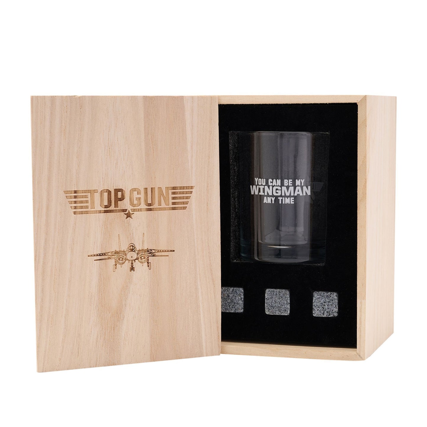 TOP GUN - Whiskey Tumbler & Stones Wooden Box Set