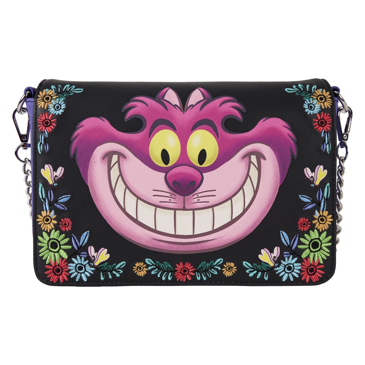 LOUNGEFLY : DISNEY - Alice In Wonderland Cheshire Cat Floral Crossbody Bag