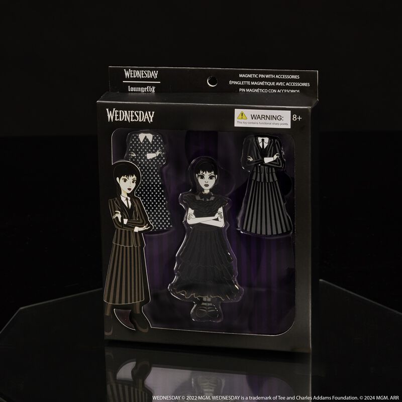 LOUNGEFLY : WEDNESDAY - Wednesday Addams Paper Doll Magnetic Pin Set