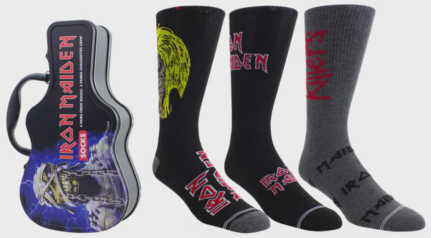 IRON MAIDEN - 3-Pack Socks In Guitar Shaped Tin