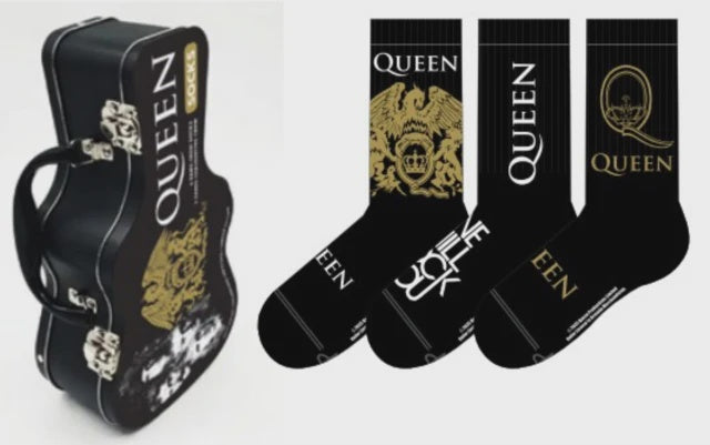 QUEEN - 3-Pack Socks In Guitar Shaped Tin