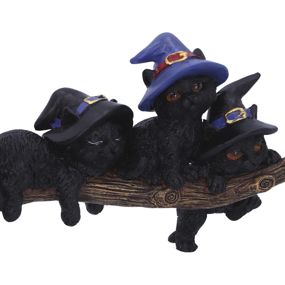 NEMESIS NOW - Purrfect Broomstick Witches Familiar Black Cats & Broomstick Figure