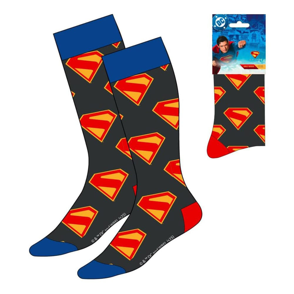 DC : SUPERMAN - 5-10.5/11 Superman Logo Blue & Red Socks