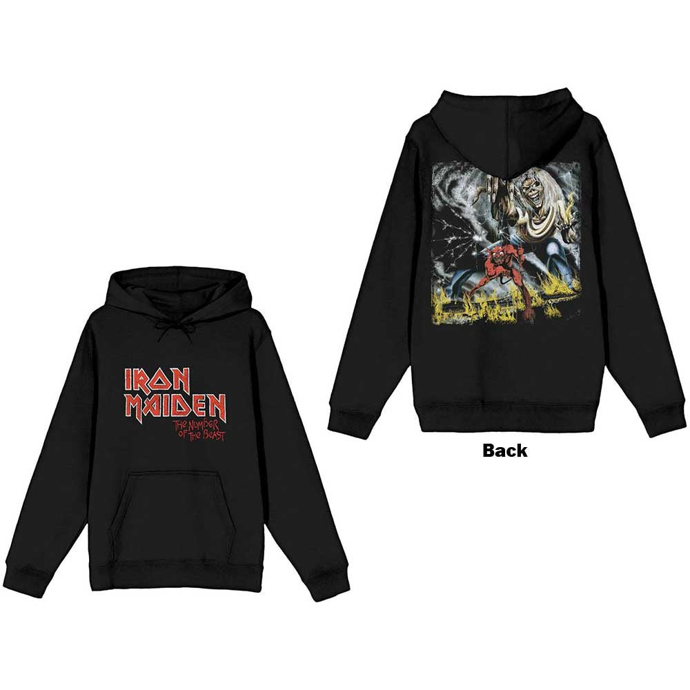 IRON MAIDEN - NOTB Vintage Logo Faded Edge Album Back Print Pullover Hoodie