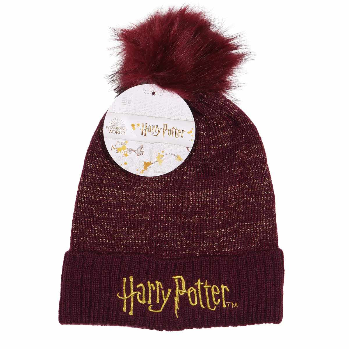 HARRY POTTER - Logo Pom-Pom Red Beanie