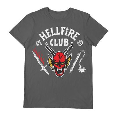 STRANGER THINGS - Hellfire Face Charcoal T-Shirt