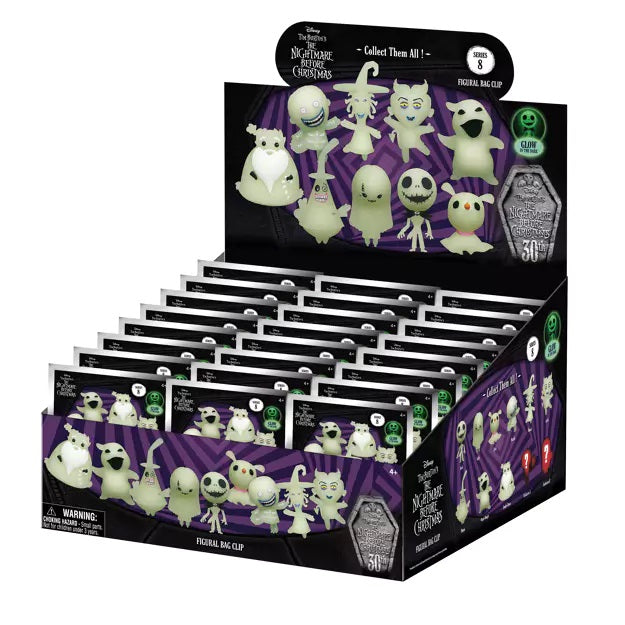 NIGHTMARE BEFORE CHRISTMAS - Series 8 Glow In The Dark Blind Bag Keyring / Bag Clip