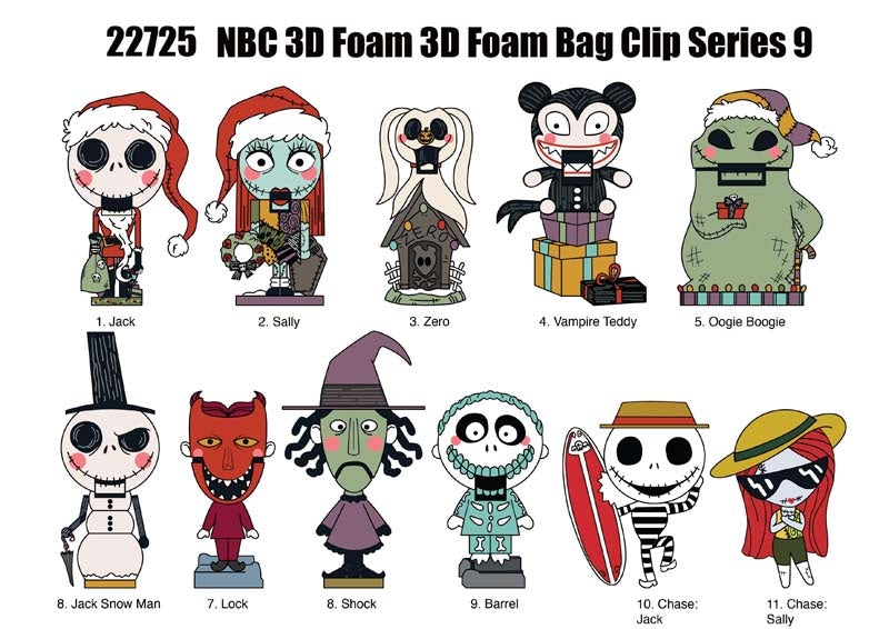 NIGHTMARE BEFORE CHRISTMAS - Series 9 Character Mystery Blind Bag Keyring / Bag Clip