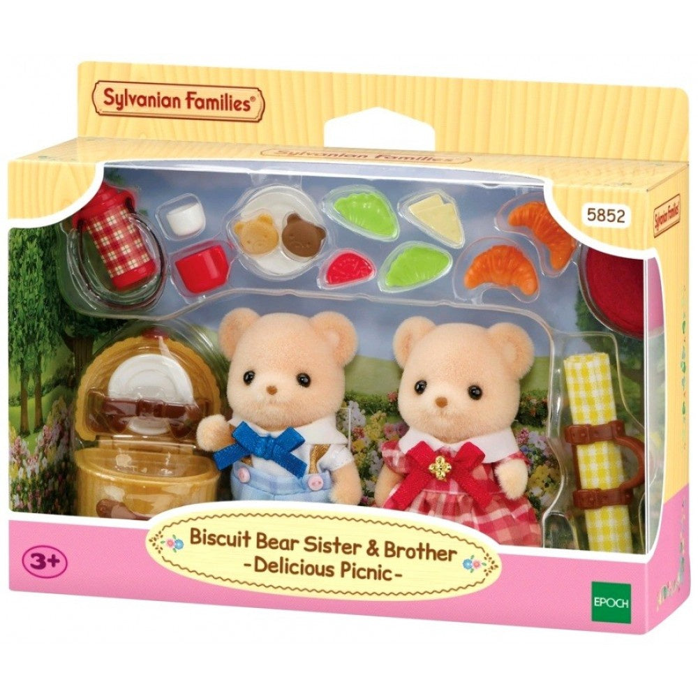 SYLVANIAN FAMILIES - Biscuit Bear Sister & Brother Delicious Picnic Figure Set