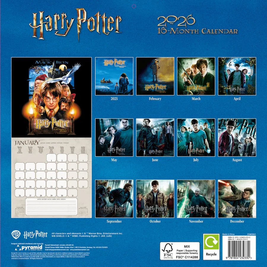 HARRY POTTER - Movie Poster Artwork 2026 Calendar