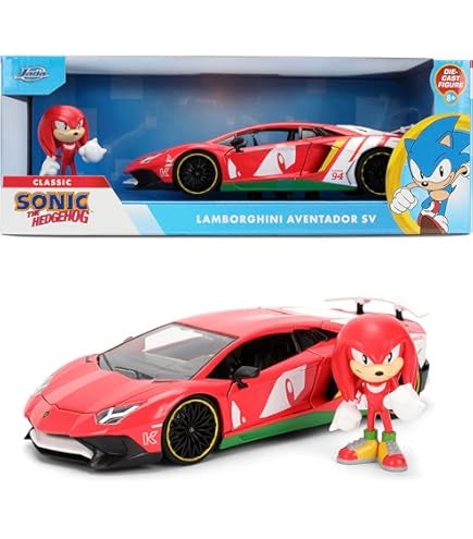 SONIC - Knuckles & Lamborghini Aventador SV Jada Diecast 1:24 Figure & Car