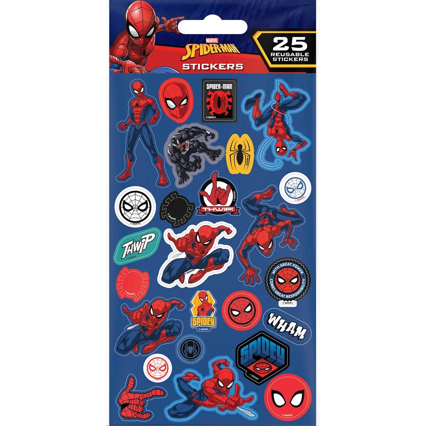 MARVEL : SPIDER-MAN - 25 Resusable Paper Stickers