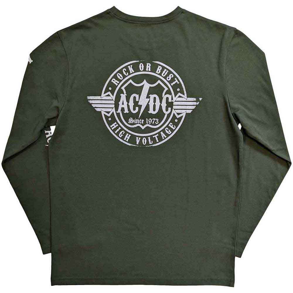 AC/DC - Rock Or Bust Back & Sleeve Print Long Sleeve T-Shirt