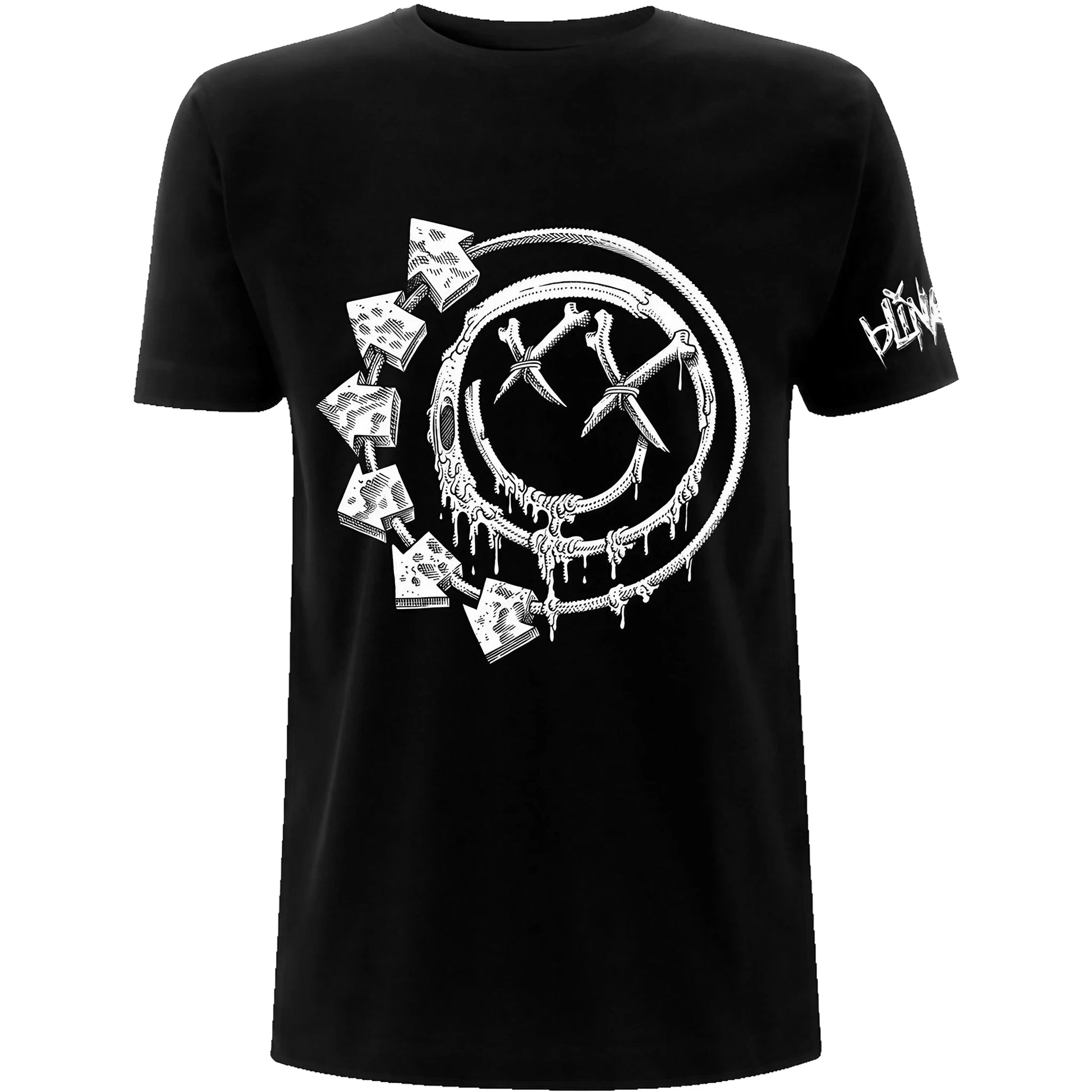 BLINK 182 Bones T-Shirt featuring band's iconic logo on a black background
