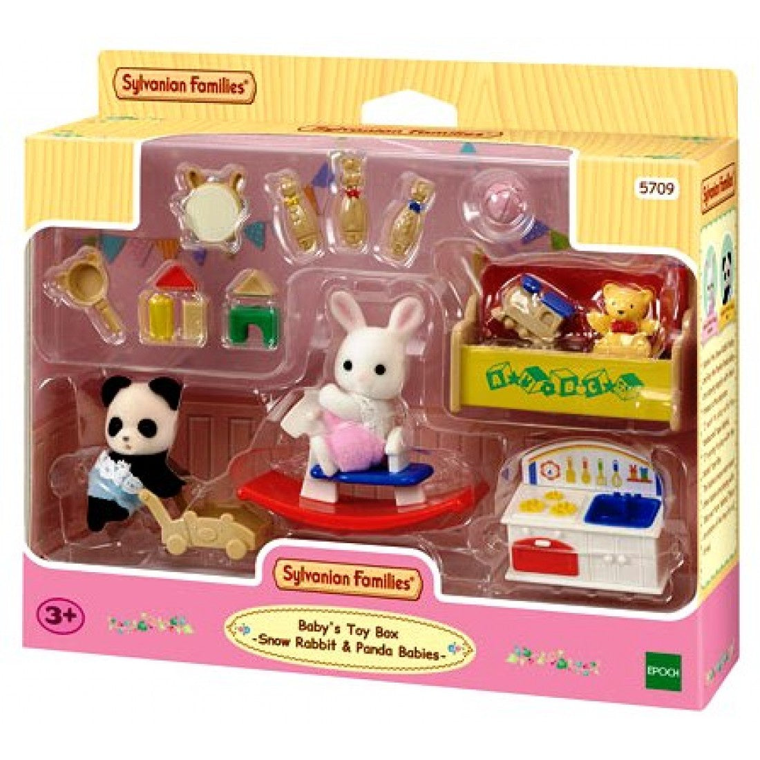 SYLVANIAN FAMILIES - Baby's Toy Box Snow Rabbit & Panda Baby Figure Set