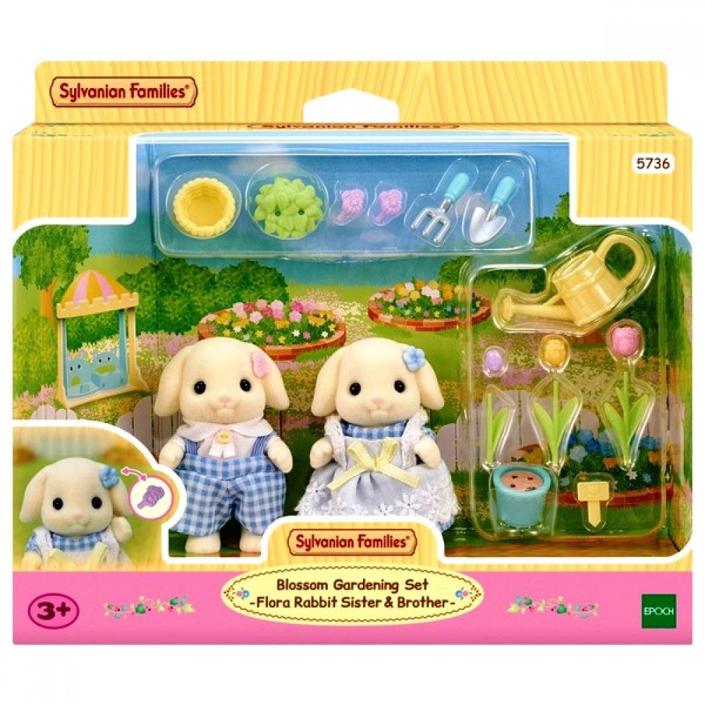 SYLVANIAN FAMILIES -  Flora Rabbit Bro & Sis Blossom Garden Set