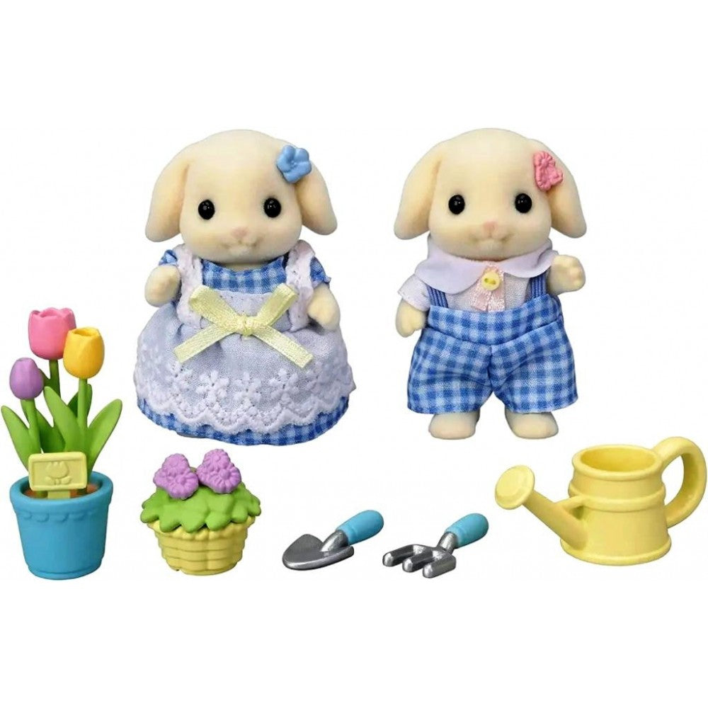 SYLVANIAN FAMILIES -  Flora Rabbit Bro & Sis Blossom Garden Set
