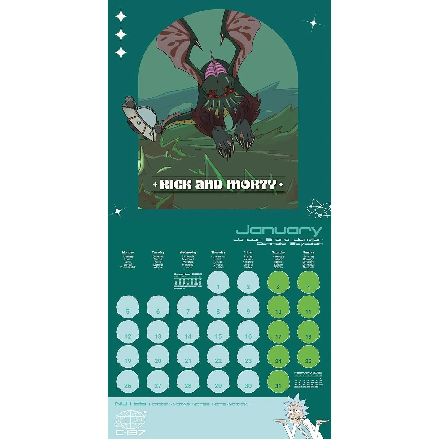 RICK & MORTY - 2026 Calendar