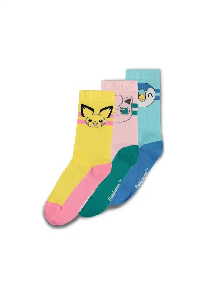 POKEMON - Piplup/Pichu/Jigglypuff Crew Socks 3-Pack