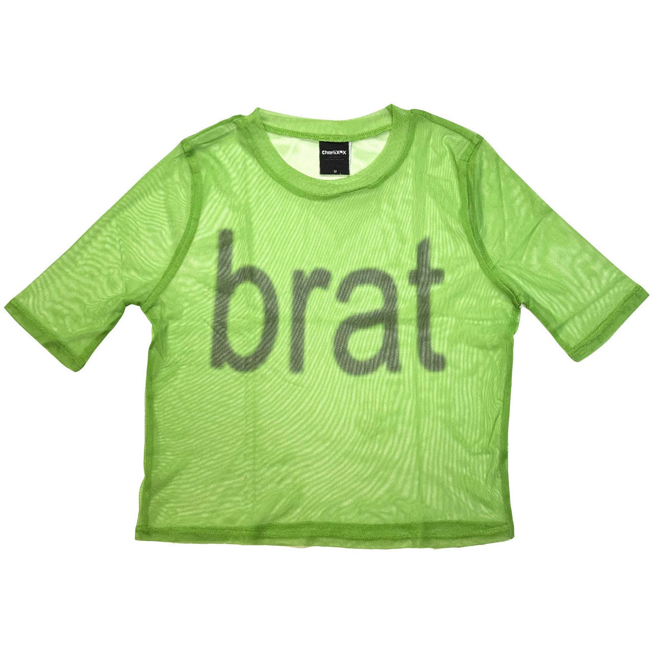 CHARLI XCX - Brat Logo Green Mesh Crop Top