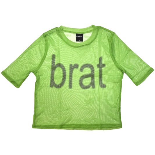 CHARLI XCX - Brat Logo Green Mesh Crop Top