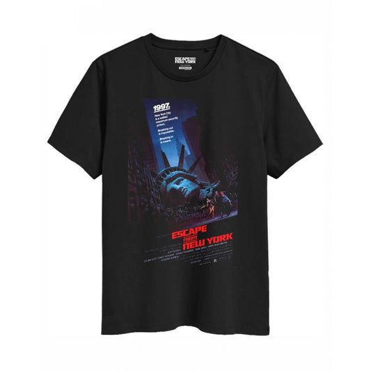 Black t-shirt featuring 'Escape from New York' movie poster design