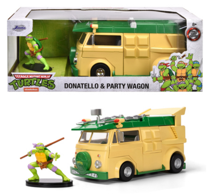 TEENAGE MUTANT NINJA TURTLES - Donatello & Party Wagon 1:24 Diecast Car & Figure