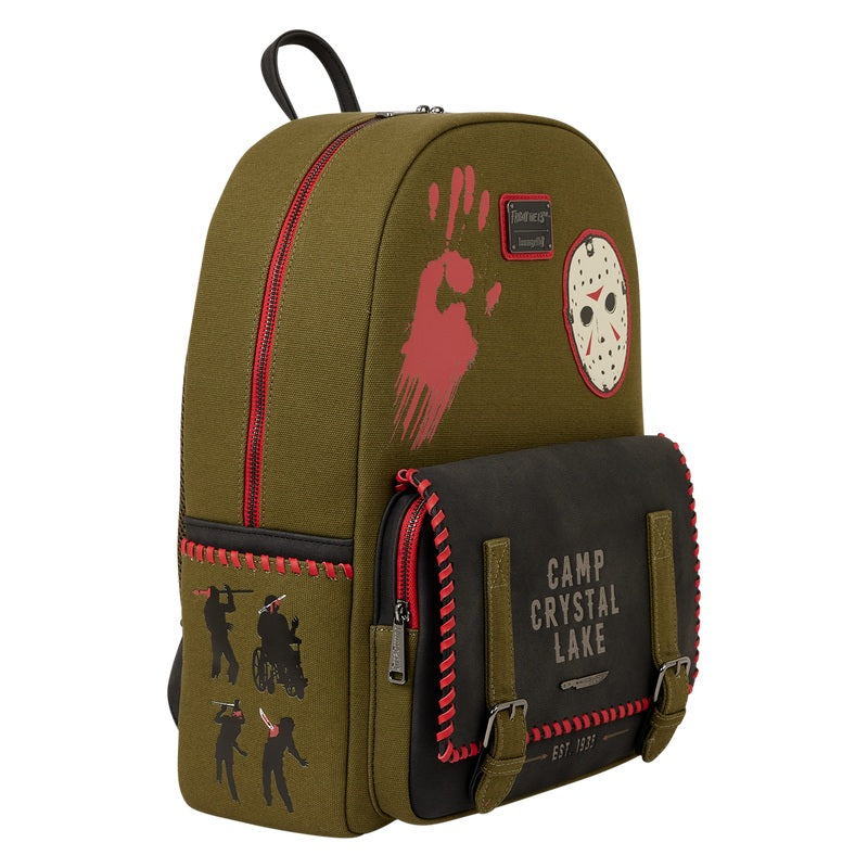 LOUNGEFLY : FRIDAY THE 13TH - Camp Crystal Lake Canvas Glow In The Dark Full Size Backpack