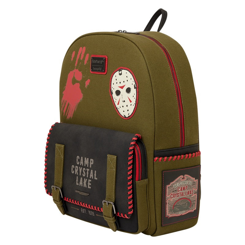 LOUNGEFLY : FRIDAY THE 13TH - Camp Crystal Lake Canvas Glow In The Dark Full Size Backpack